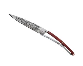 Deejo összecsukható kés Tattoo Lion coralwood