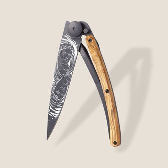 Deejo összecsukható kés Tattoo Black olive wood Gemini