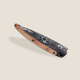 Deejo összecsukható kés Black tattoo juniper wood Bicycle