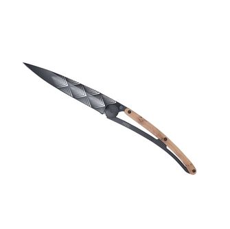Deejo összecsukható kés Black tattoo juniper wood Art Déco