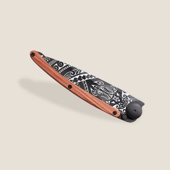 Deejo összecsukható kés Black tattoo coralwood polynesian