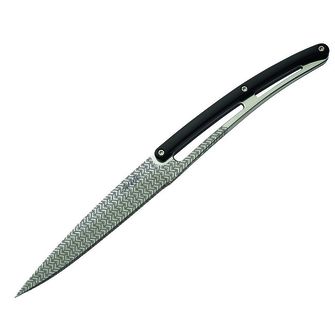 Deejo 6 db-os kés készlet, fényes, recés pengével, fekete fogantyú, ABS kivitel Geometry