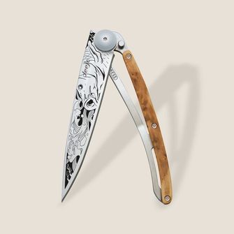 Deejo összecsukható kés Tattoo Wood Carp