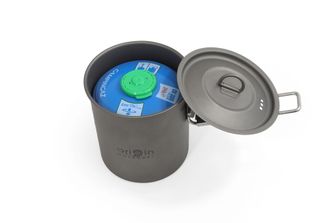 Origin Outdoors Camping Pot Titanium Trekking pot/csésze kiöntővel és összecsukható fogantyúval Titanium 750 ml