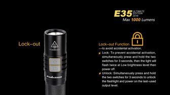 LED zseblámpa Fenix E35 Ultimate Edition 1000 lumen fém test