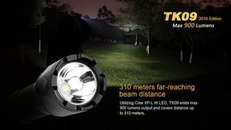 LED zseblámpa Fenix TK09 XP-L 900lumen fényerőség sötétben