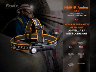Fenix ​​​​HM61R Amber V2.0 feltölthető fejlámpa