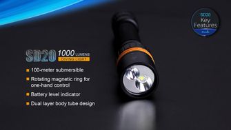 Fenix SD20 búvárlámpa, 1000 lumen