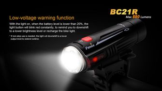 Fenix BC21R újratölthető kerékpáros akkumulátor, 880 lumenes fényerő