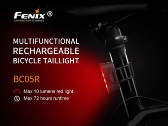 Újratölthető Fenix kerékpárlámpa BC05R, 10 lumen