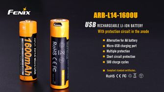 Újratölthető USB AA Fenix elem ARB-L14-1600U