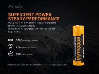 Újratöthető elem Fenix 21700 5000 mAh Li-ion