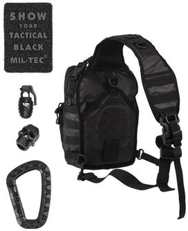 Mil-tec Tactical egy vállpántos hátizsák, fekete 10L