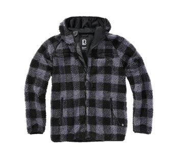 Brandit fleece kapucnis kabát Teddyfleece Worker, fekete/szürke