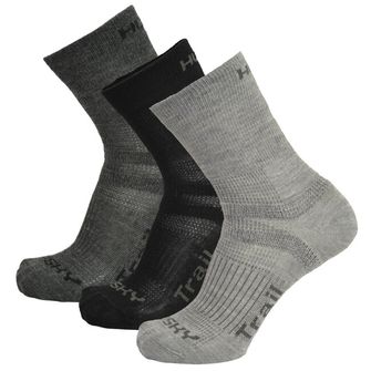 HUSKY Trail 3 csomag zokni, fekete/antracit/világosszürke