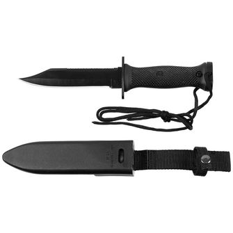 MFH MK3 harci kés műanyag markolattal és tokkal, fekete színben