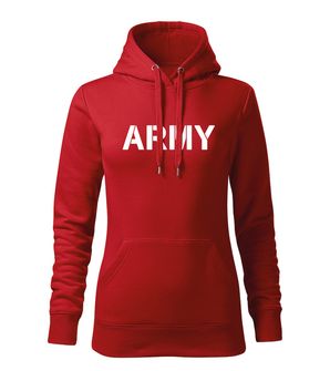 DRAGOWA kapucnis női pulóver army, piros 320g / m2