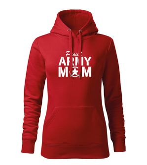 DRAGOWA kapucnis női pulóver army mom, piros 320g / m2