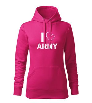 DRAGOWA kapucnis női pulóver i love army, rózsaszín 320g / m2