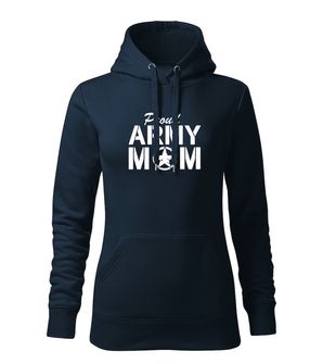 DRAGOWA kapucnis női pulóver proud army mom, sötétkék 320g / m2