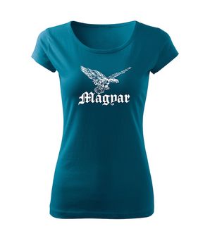 DRAGOWA női rövid ujjú trikó Magyar turul, petrol blue 150g/m2
