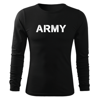 DRAGOWA Fit-T hosszú ujjú póló army, fekete 160g/m2