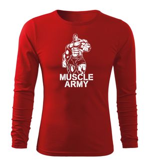 DRAGOWA Fit-T hosszú ujjú póló muscle army man, piros 160g/m2