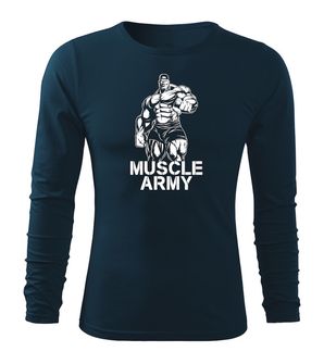 DRAGOWA Fit-T hosszú ujjú póló muscle army man, sötétkék160g/m2
