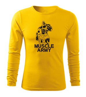 DRAGOWA Fit-T hosszú ujjú póló muscle army man, sárga 160g/m2