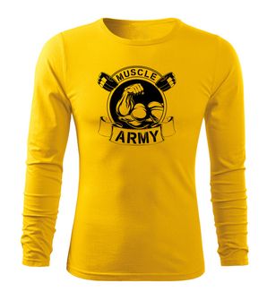 DRAGOWA Fit-T hosszú ujjú póló muscle army original, sárga 160g/m2