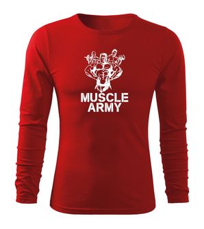 DRAGOWA Fit-T hosszú ujjú póló muscle army team, piros 160g/m2