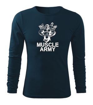 DRAGOWA Fit-T hosszú ujjú póló muscle army team, sötétkék160g/m2