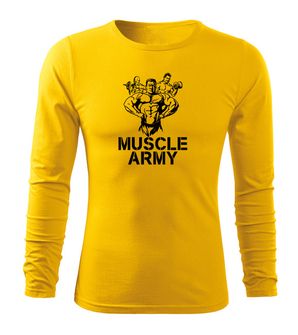 DRAGOWA Fit-T hosszú ujjú póló muscle army team, sárga 160g/m2