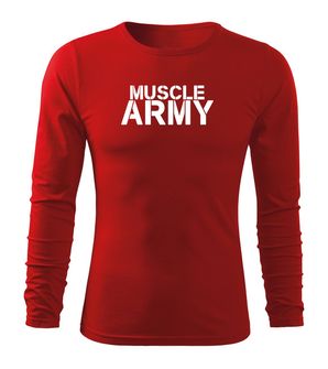 DRAGOWA Fit-T hosszú ujjú póló muscle army, piros 160g/m2