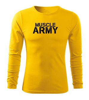 DRAGOWA Fit-T hosszú ujjú póló muscle army, sárga 160g/m2