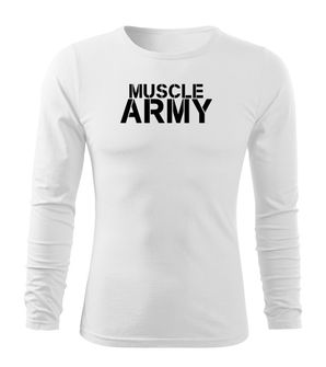 DRAGOWA Fit-T hosszú ujjú póló muscle army , fehér 160g/m2