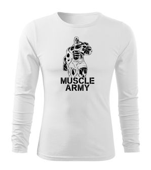 DRAGOWA Fit-T hosszú ujjú póló muscle army man, fehér 160g/m2