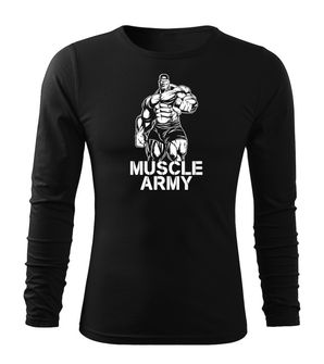 DRAGOWA Fit-T hosszú ujjú póló muscle army man, fekete 160g/m2