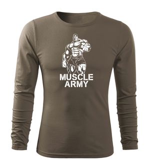 DRAGOWA Fit-T hosszú ujjú póló muscle army man, oliva 160g/m2