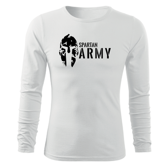 DRAGOWA Fit-T hosszú ujjú póló spartan army, fehér 160g/m2