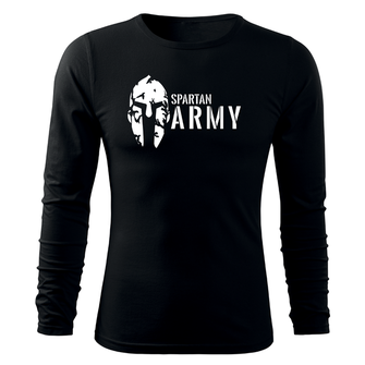 DRAGOWA Fit-T hosszú ujjú póló spartan army, fekete 160g/m2