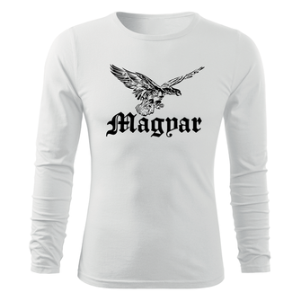 DRAGOWA Fit-T hosszú ujjú póló magyar turul, fehér 160g/m2