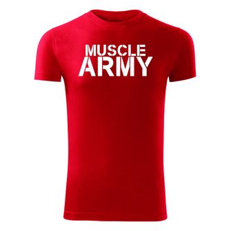 DRAGOWA fitness póló muscle army, piros 180g/m2