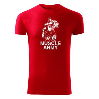 DRAGOWA fitness póló muscle army man, piros 180g/m2