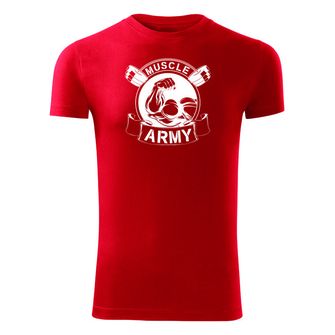 DRAGOWA fitness póló muscle army original, piros 180g/m2