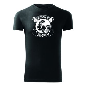 DRAGOWA fitness póló muscle army original, fekete 180g/m2