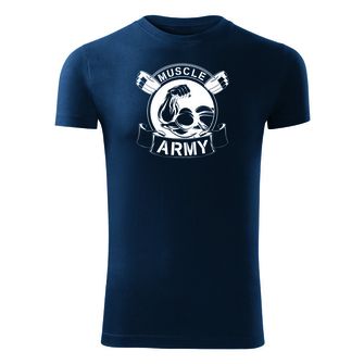 DRAGOWA fitness póló muscle army original, kék 180g/m2