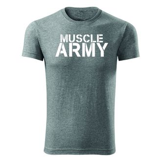 DRAGOWA fitness póló muscle army, szürke 180g/m2