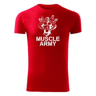 DRAGOWA fitness póló muscle army team, piros 180g/m2