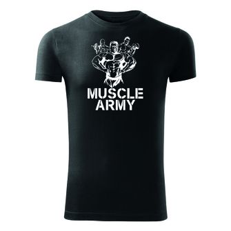 DRAGOWA fitness póló muscle army team, fekete 180g/m2